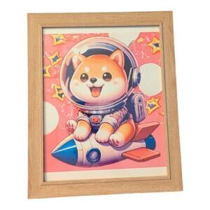 Shiba Astronaut Dog Wall Art Home Decor Kids Room Framed Brand New Art Print